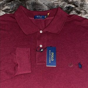 Polo Ralph Lauren Polo Shirt Mens 4XLT  Long Sleeve Cotton Burgundy 4XL Tall